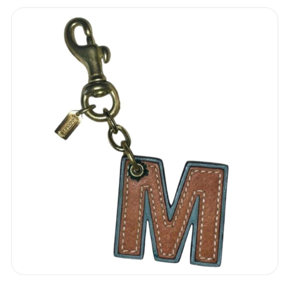Coach Reversible *M* Leather Intial Bag Charm Keychain